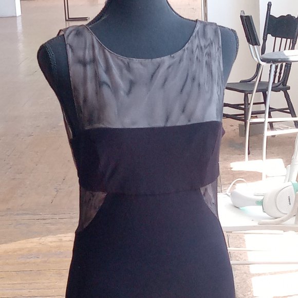 Black slinky sheer open back long maxi length dress - Picture 3 of 11